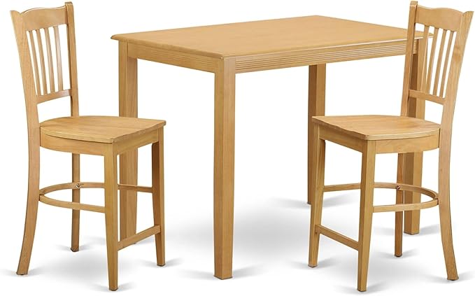 YAGR5-OAK-W 5 Piece Kitchen Counter Height Dining Table Set Includes a Rectangle