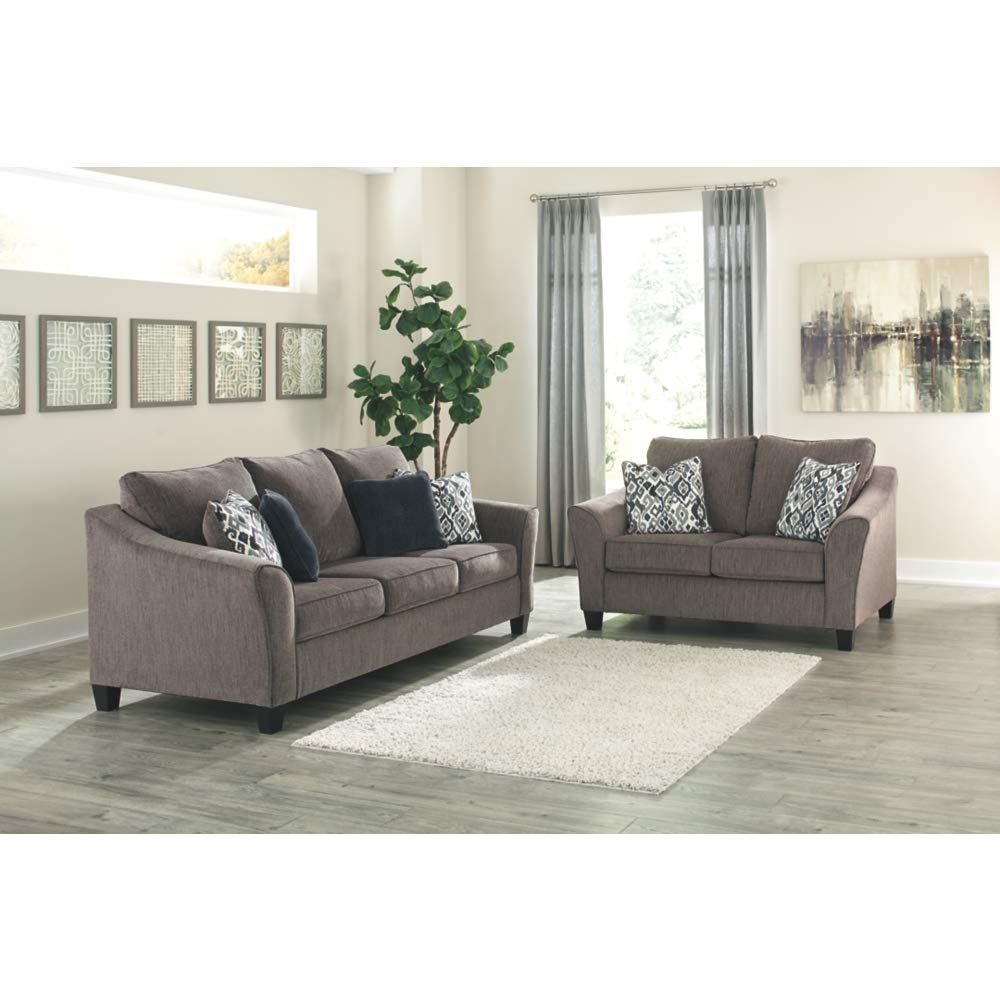 Nemoli Contemporary Chenille Queen Sofa Sleeper with 4 Accent Pillows, Gray
