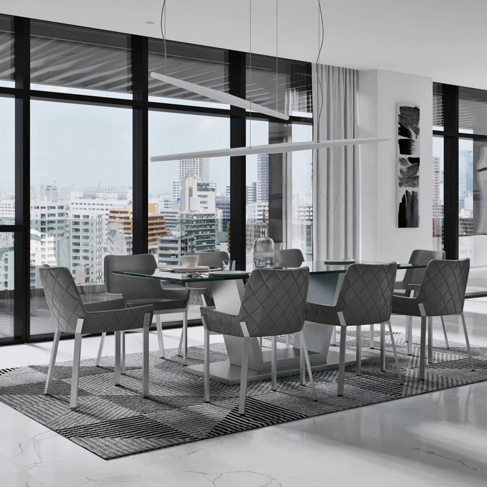 Sydney Gray Leatherette Dining Chair with Brushed Stainless Steel Legs