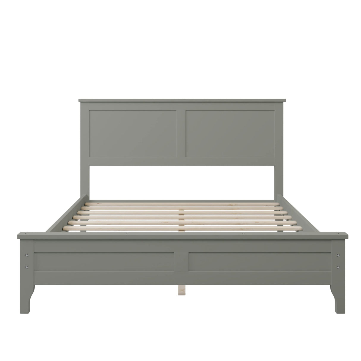 Modern Simple Solid Wood Platform Bed Wood Bed with Headboard Grey - Full