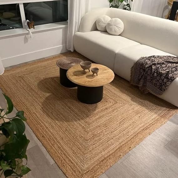 3x5 Handwoven Jute Braided Area Rug - Natural Rustic Reversible Rectangular Rug
