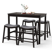 5 Pieces Bar Table Set, Bistro Table Set for 4, Counter Height Pub Table