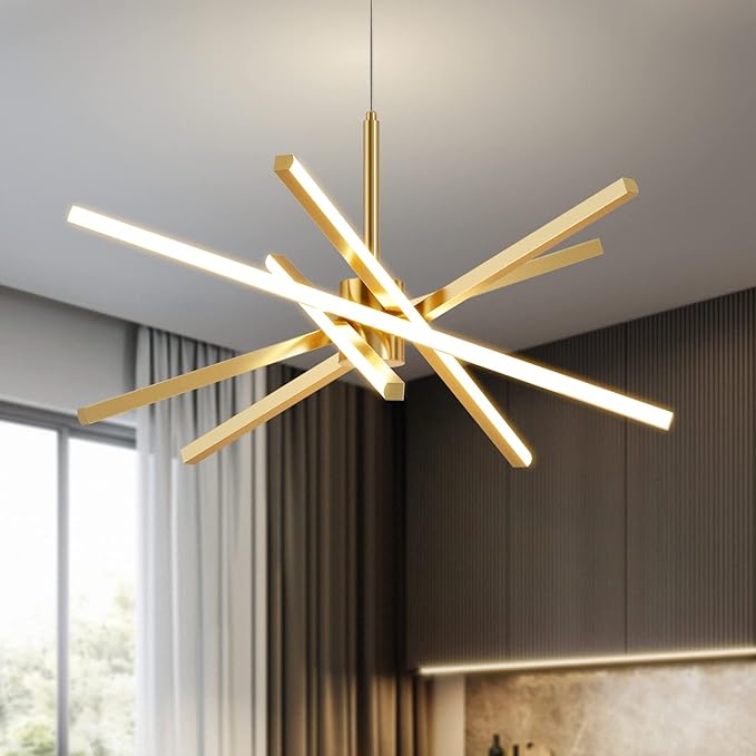 Modern Sputnik Chandelier Ceiling 82W LED Gold Pendant Light