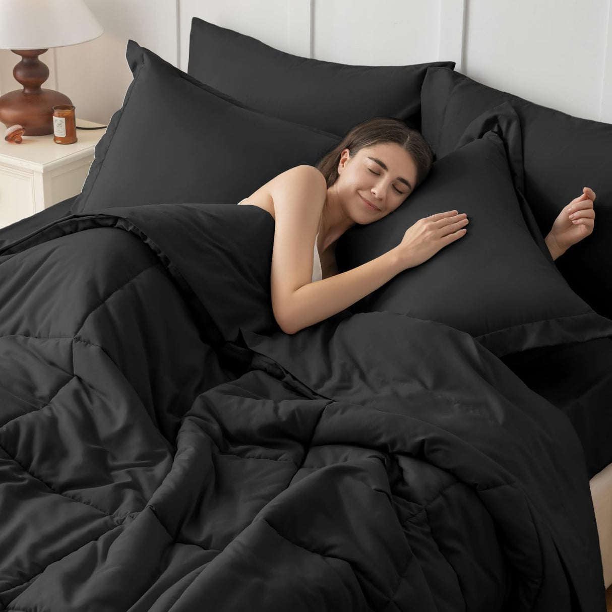 Queen Comforter Set, 7-Piece Bed in a Bag Queen, Ultra-Soft Comforters Queen Size