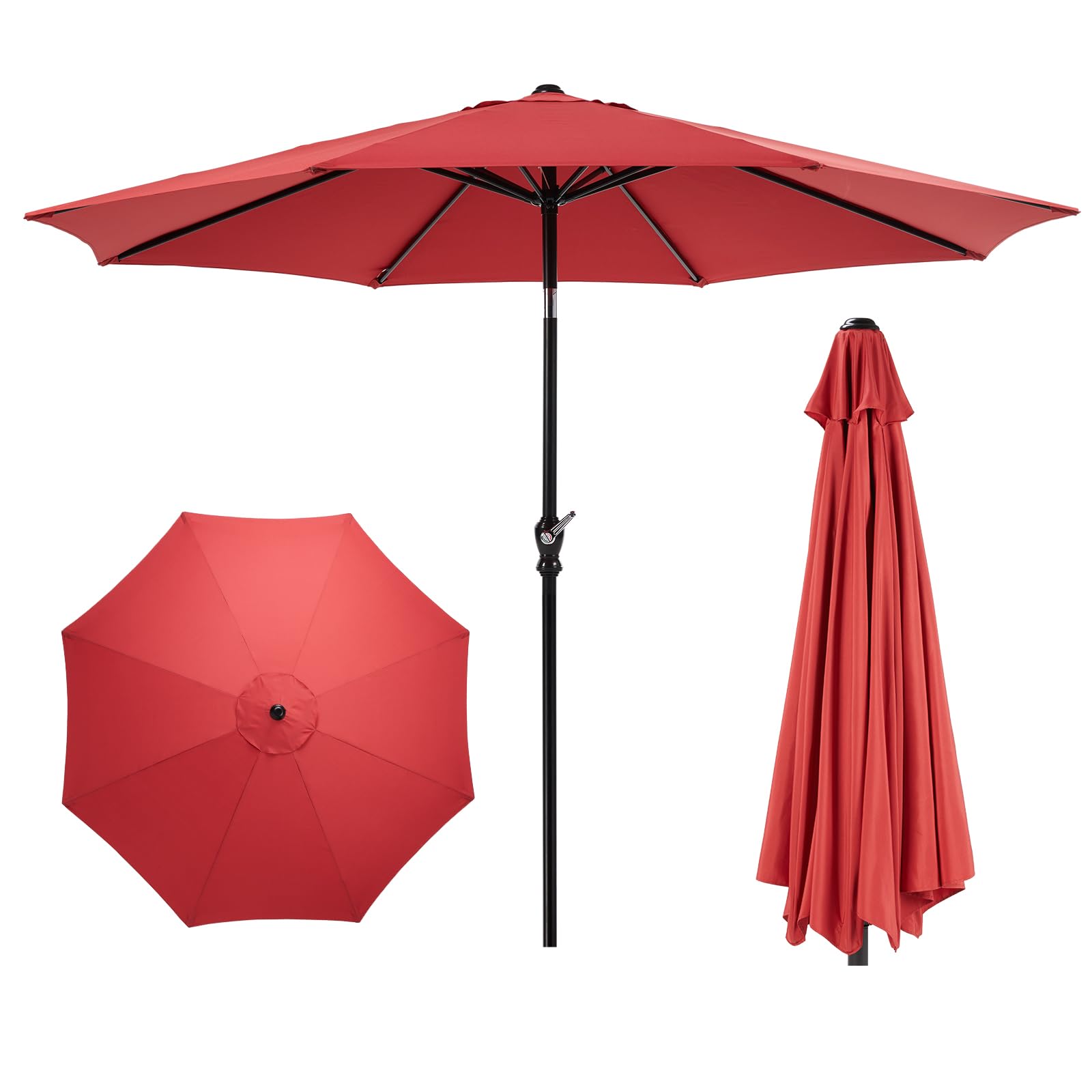 9FT Patio Umbrella with Push Button Tilt and Crank, Outdoor Umbrella