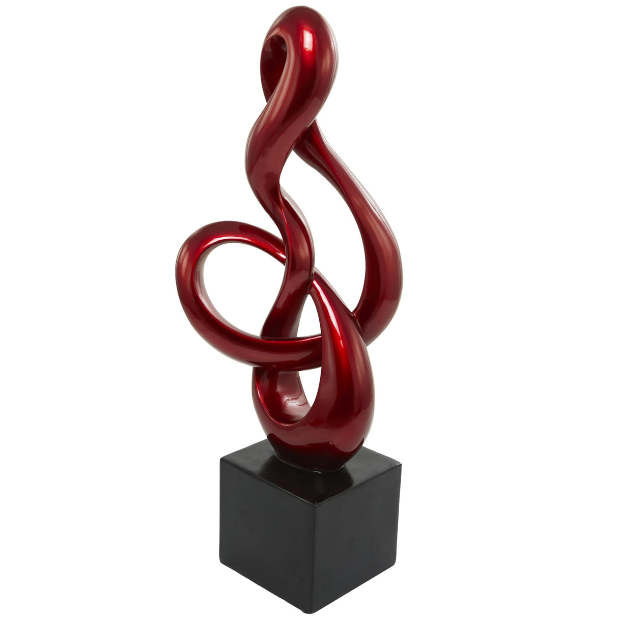 Polystone Abstract Decorative Sculpture Swirl Home Decor Statue with Black Base