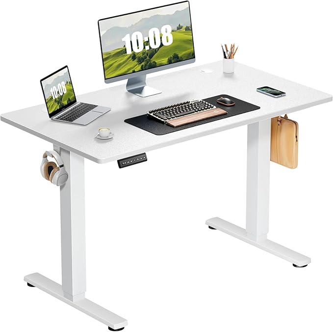 Adjustable Height, 63inch Electric Sit Stand up Desk for Home Office, Modern Rising Work Table for Computer Laptop, Lift Gaming Desk Sturdy Ergonomic Workstation, Rust Brown