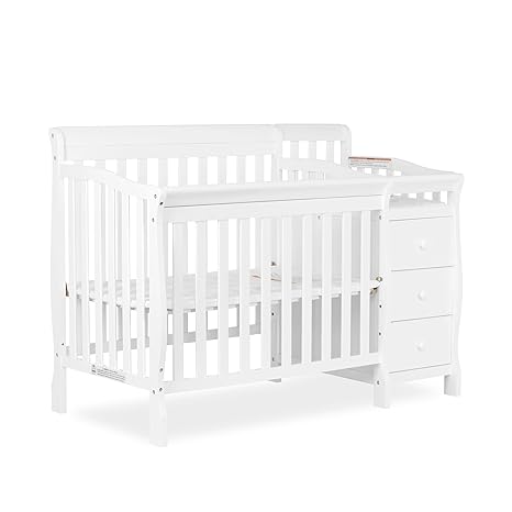 Jayden 4-in-1 Mini Convertible Crib And Changer in Black, Greenguard Gold Certified, Non-Toxic Finish, New Zealand Pinewood, 1" Mattress Pad