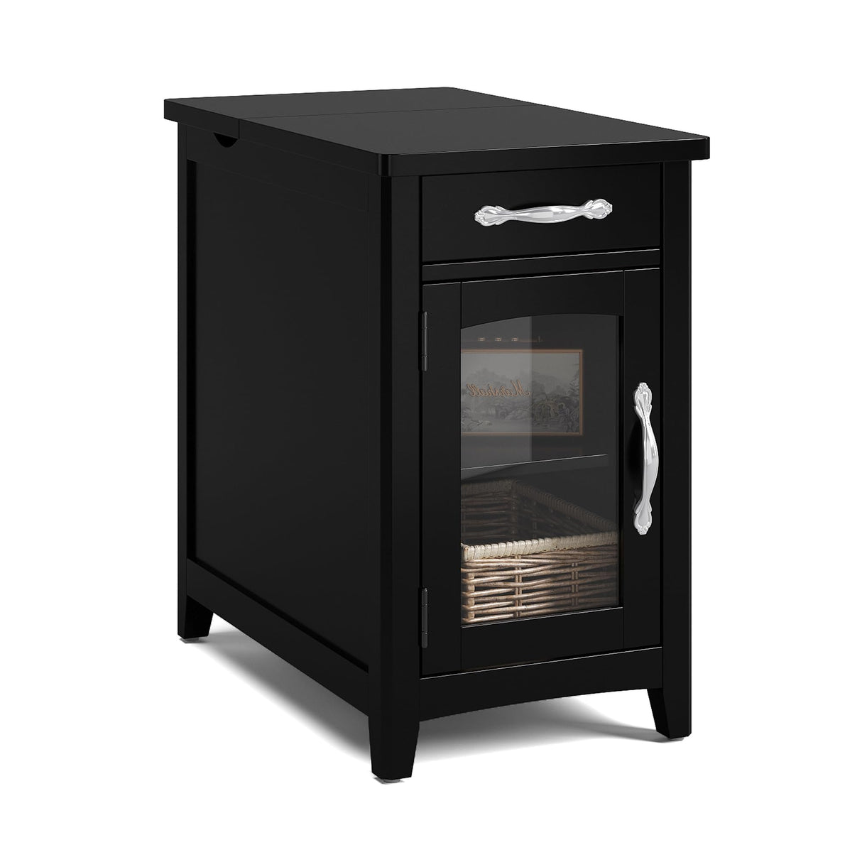 End Table with Charging Station, Side Table for Bedroom