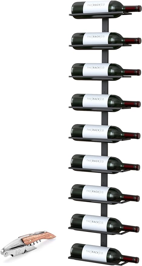 Wall Series - Center Frame Metal Wall Mount Wine Bottle Rack, Black (6 Bottles)