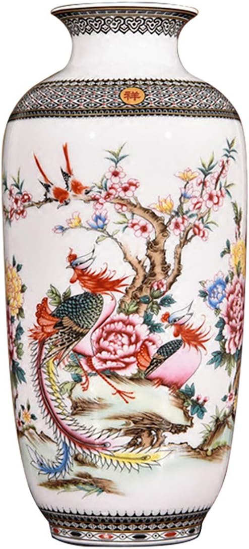 Classic Antique White Clay Ceramic Vases, from Jingdezhen Flower Bird Painting
