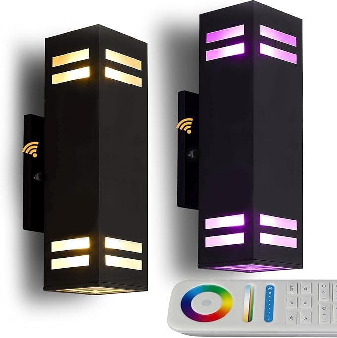 Up and Down Lights Outdoor Wall Lights, RGB LED Dusk to Dawn Outdoor Lighting