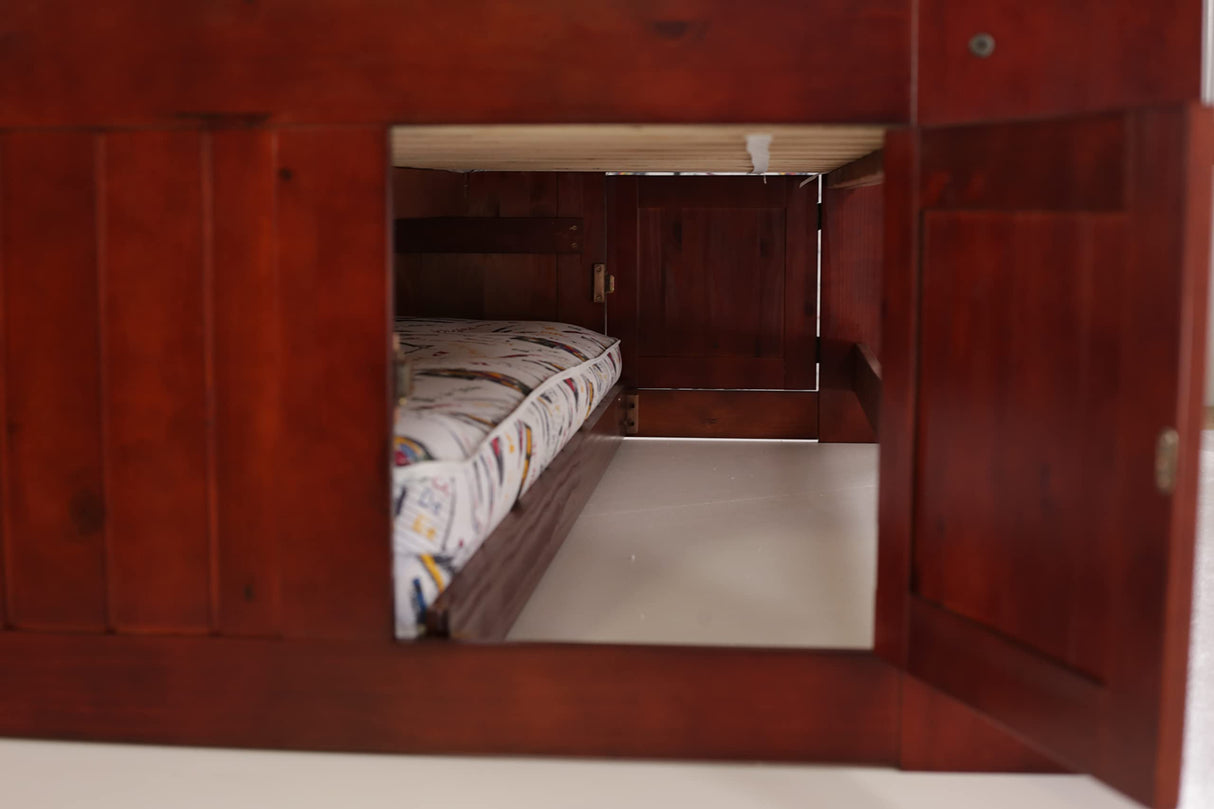 OS Home and Office Furniture Model 82823K3-22, Solid Pine Full Daybed with 3 Sturdy Drawers and a Twin Sized Trundle in Rich Merlot