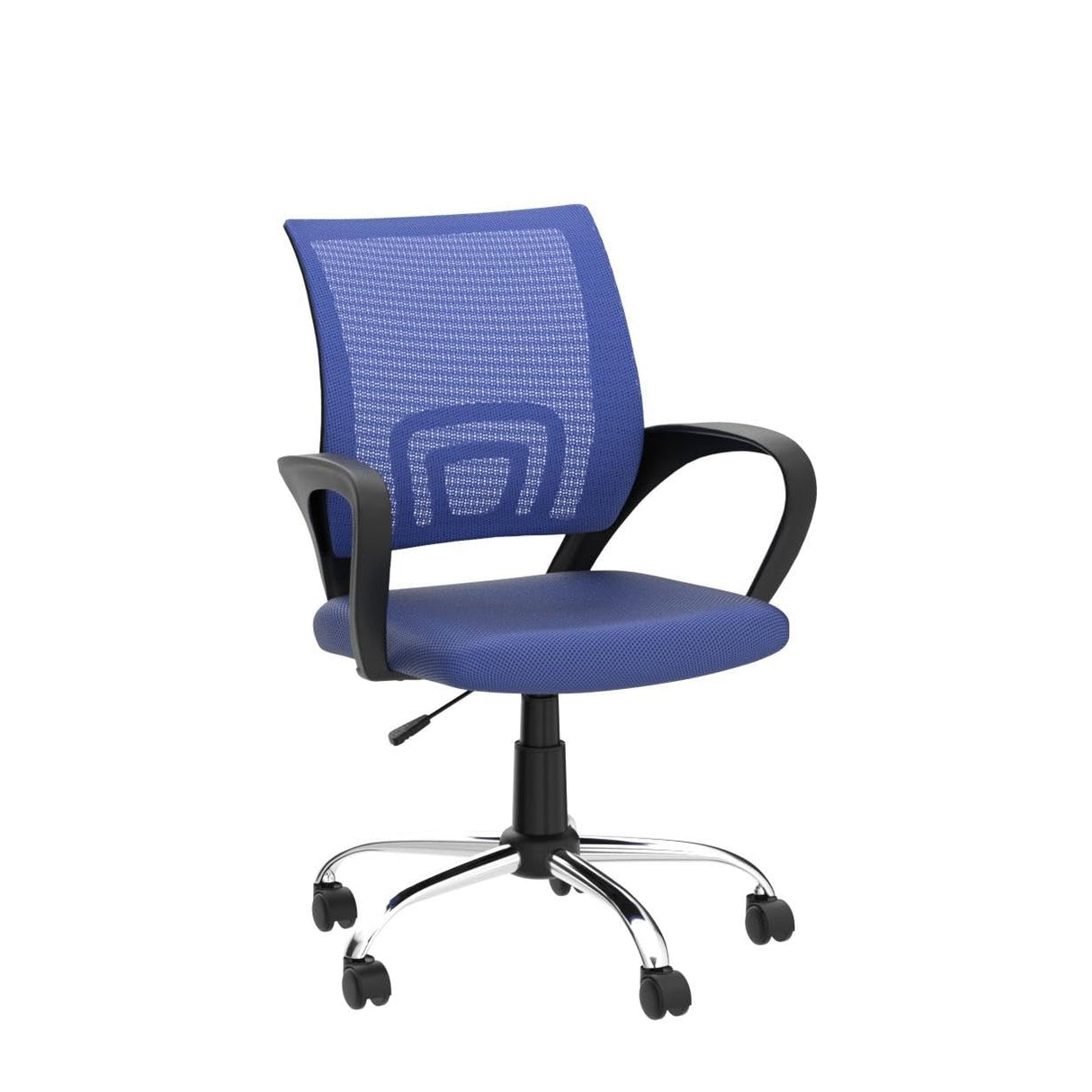 Office Desk Chair with Adjustable Lumbar Support – Comfortable Swivel Computer Chair, Rolling Task Chair for Home Office, White Executive Chair with Wheels - Blue