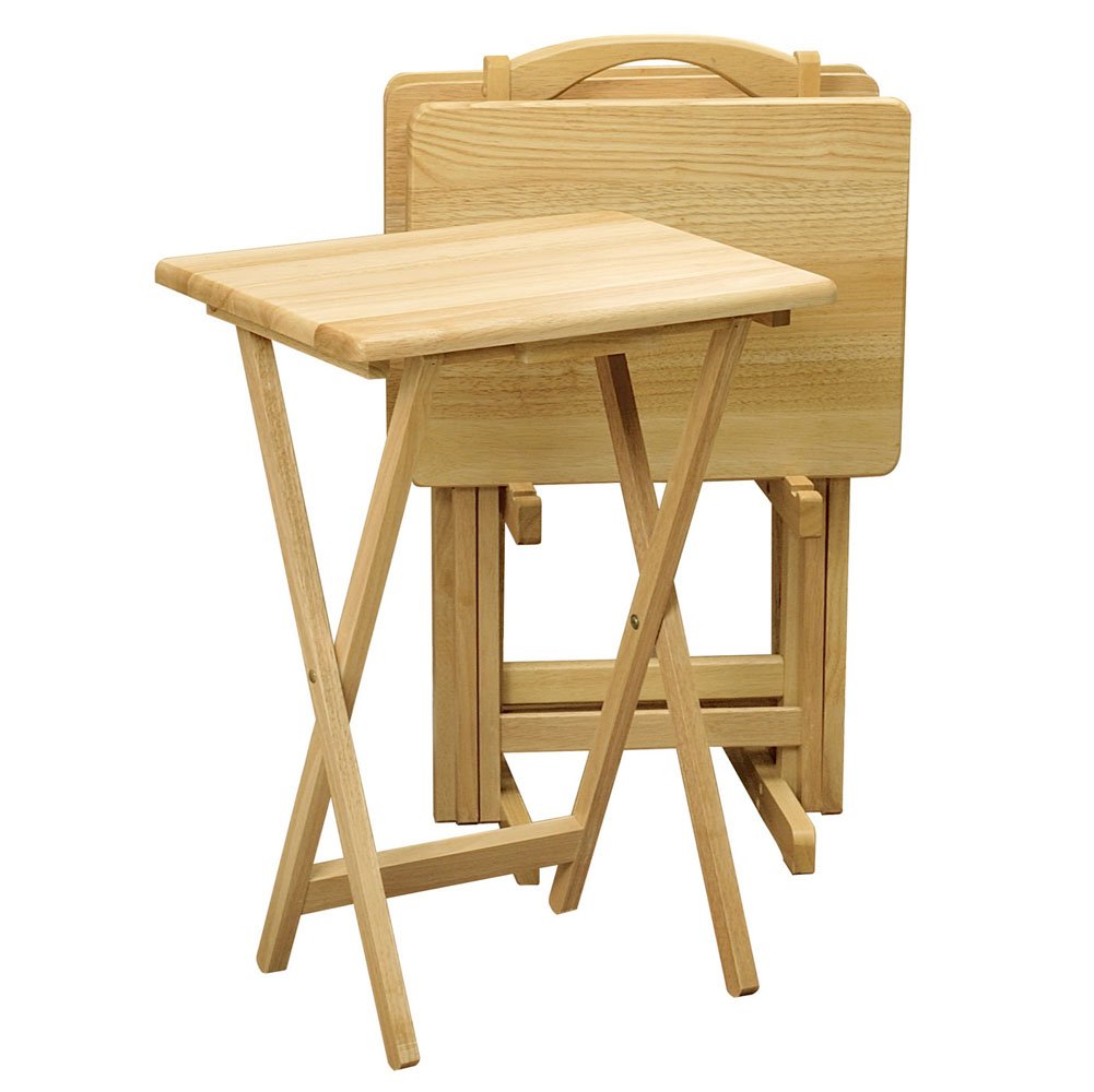 AlexCraft 5-Piece Solid Wood Snack Table Set