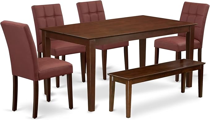 CAAS7-MAH-26 7 Piece Kitchen Dining Table Set Includes A Dinner Table and 6 Burgundy