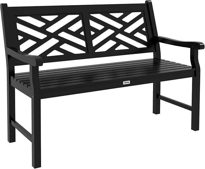 43.25" Outdoor Garden Bench, Wooden Bench, Poplar Slatted Frame Furniture for Patio