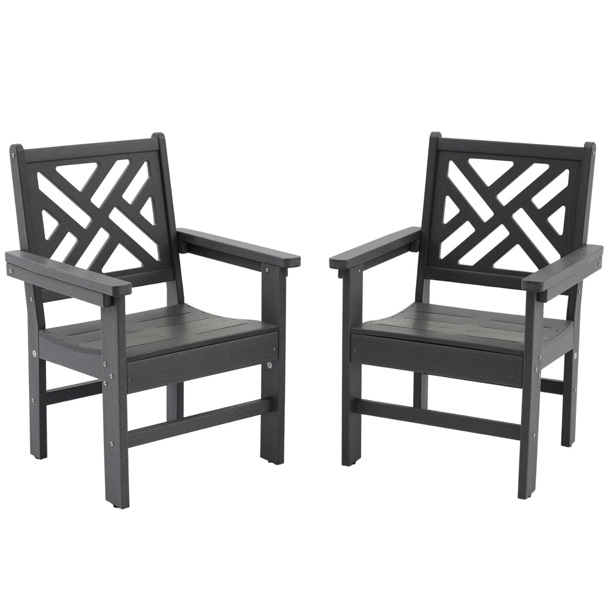 2 Pcs HDPE Outdoor Dining Chairs Set - All Weather Patio Chairs