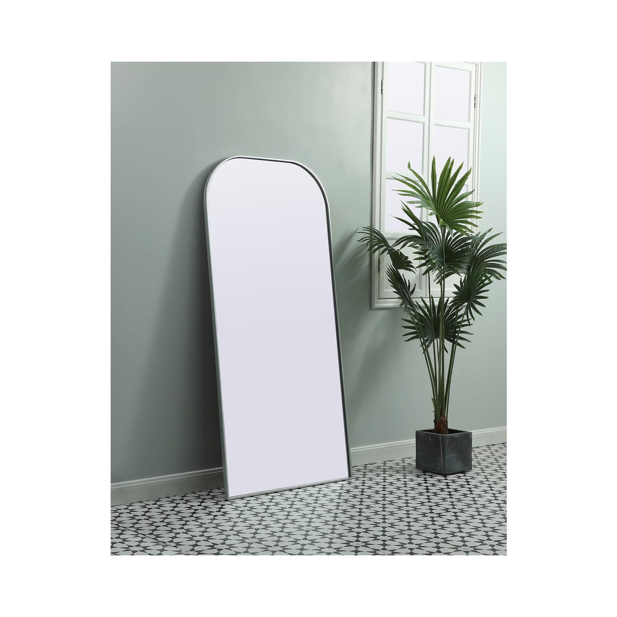 Blaire Arch Modern Wood/Iron Full Length Mirror in Black