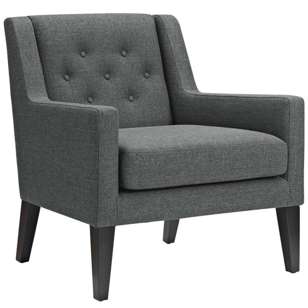 Earnest Button Tufted Mid-Century Modern Accent Arm Lounge Chair in Gray
