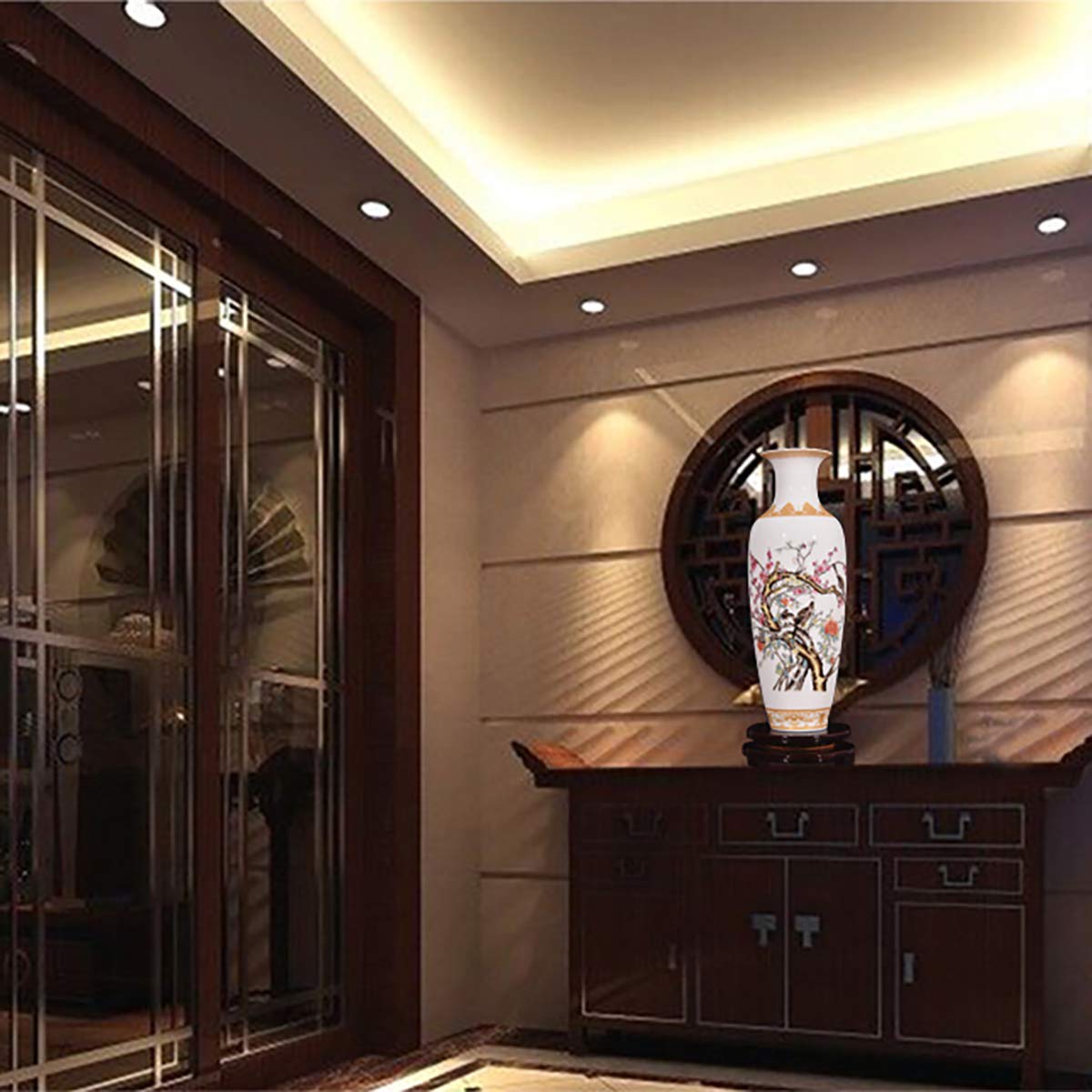 Classic Antique White Clay Ceramic Vases, from Jingdezhen Flower Bird Painting