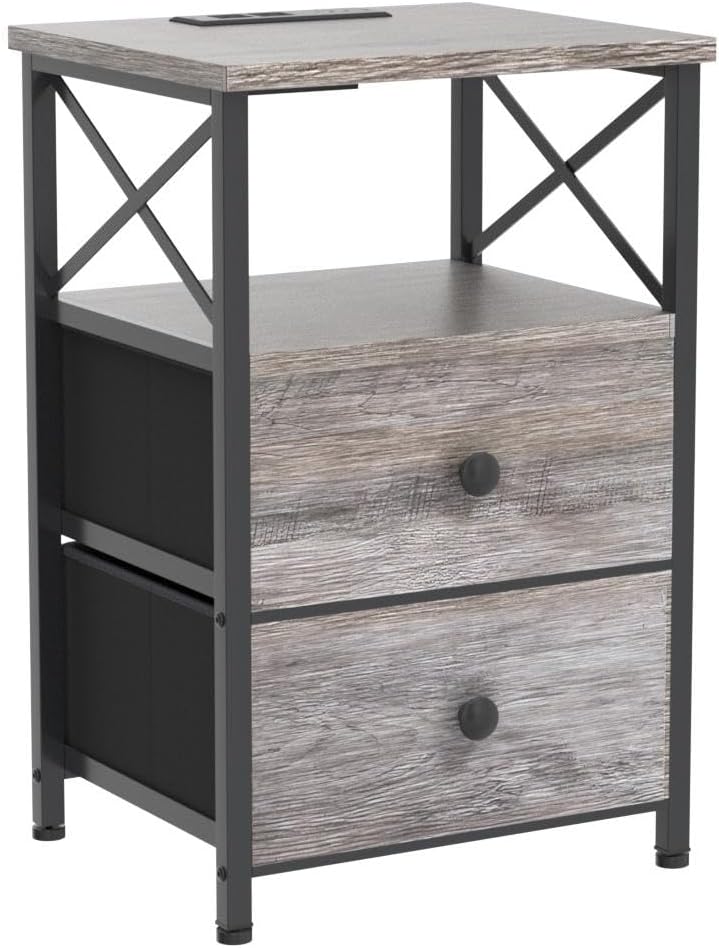 Night Stand Set 2, LED Nightstands for Bedroom Set