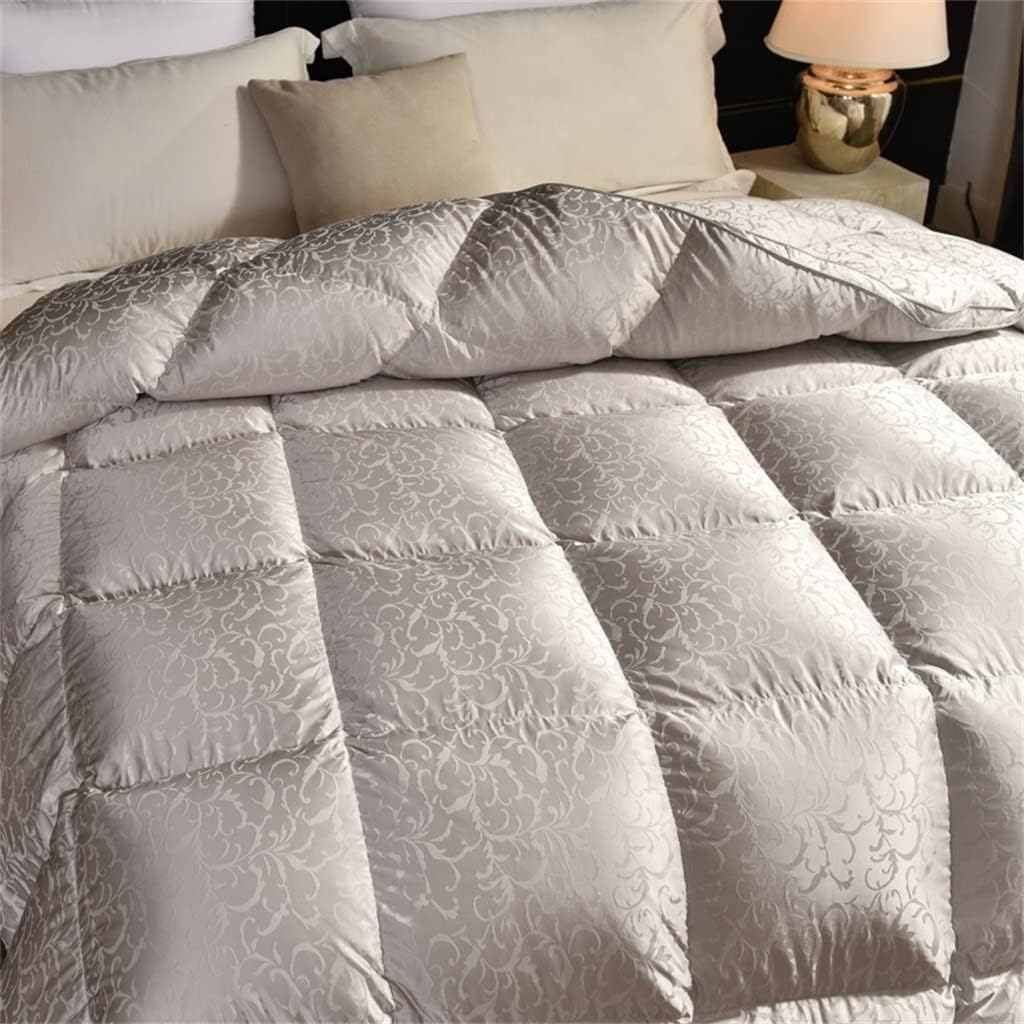 ZUIAI White Duck Down Quilt Down Fluffy Cozy Four Seasons Duvet Brocade Warm Queen King Quilted Comforters(220X240cm 2.75kg)