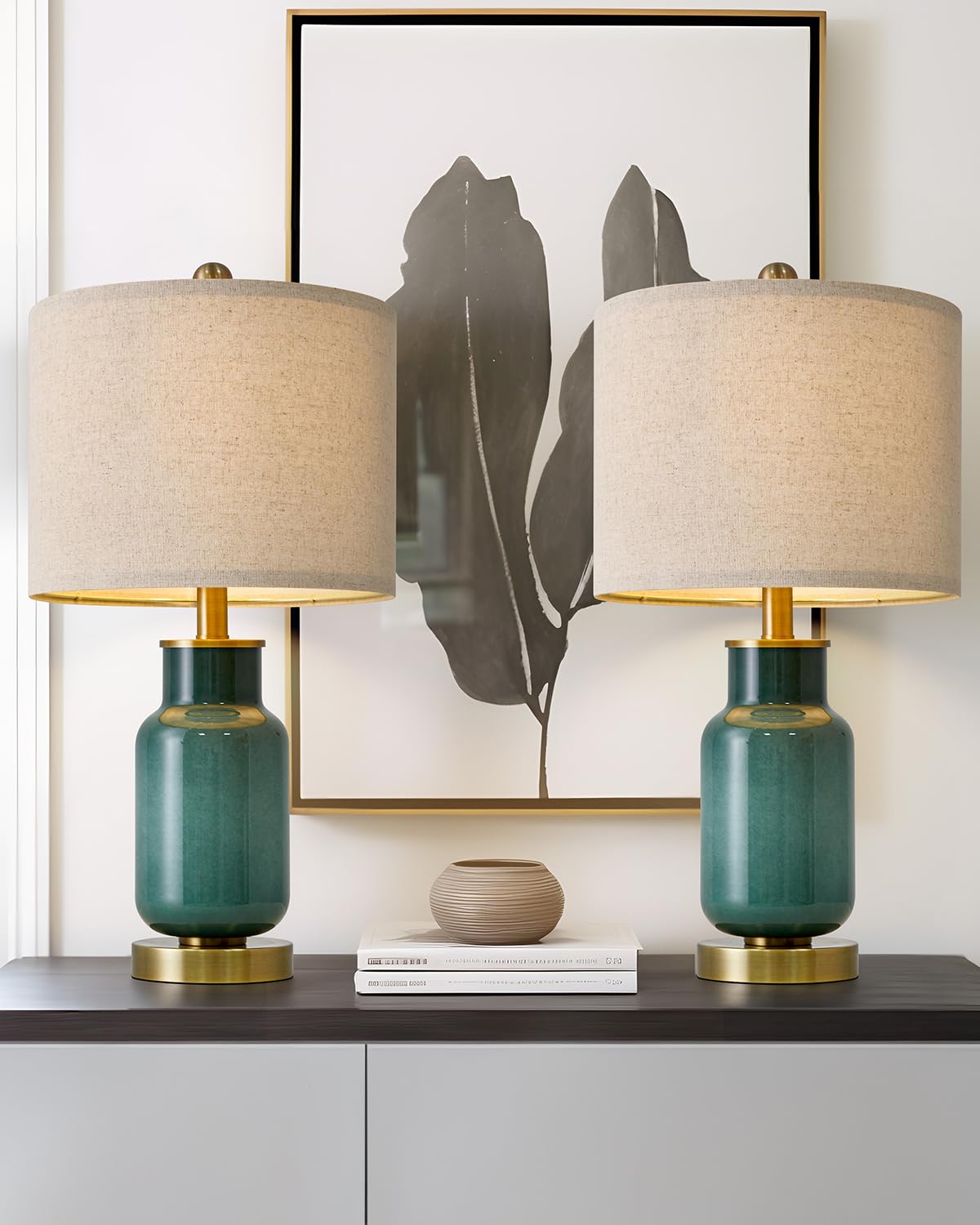 21.25" Table Lamp Set of 2 Modern Lamp for Living Room Glass Nightstand