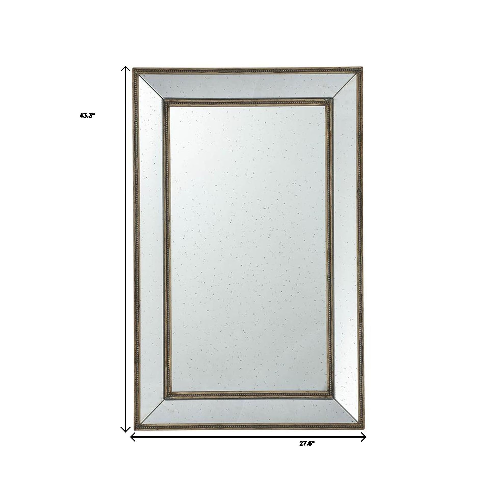 43" Antique Rectangle Accent Mirror Wall Mounted with Frame