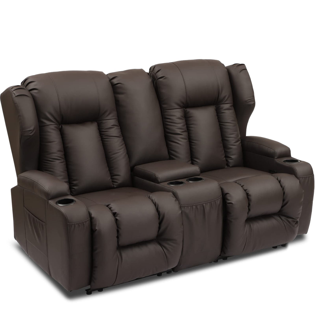 65.5" RV Loveseat Recliner Double Recliner RV Sofa & Console | Wall Hugger