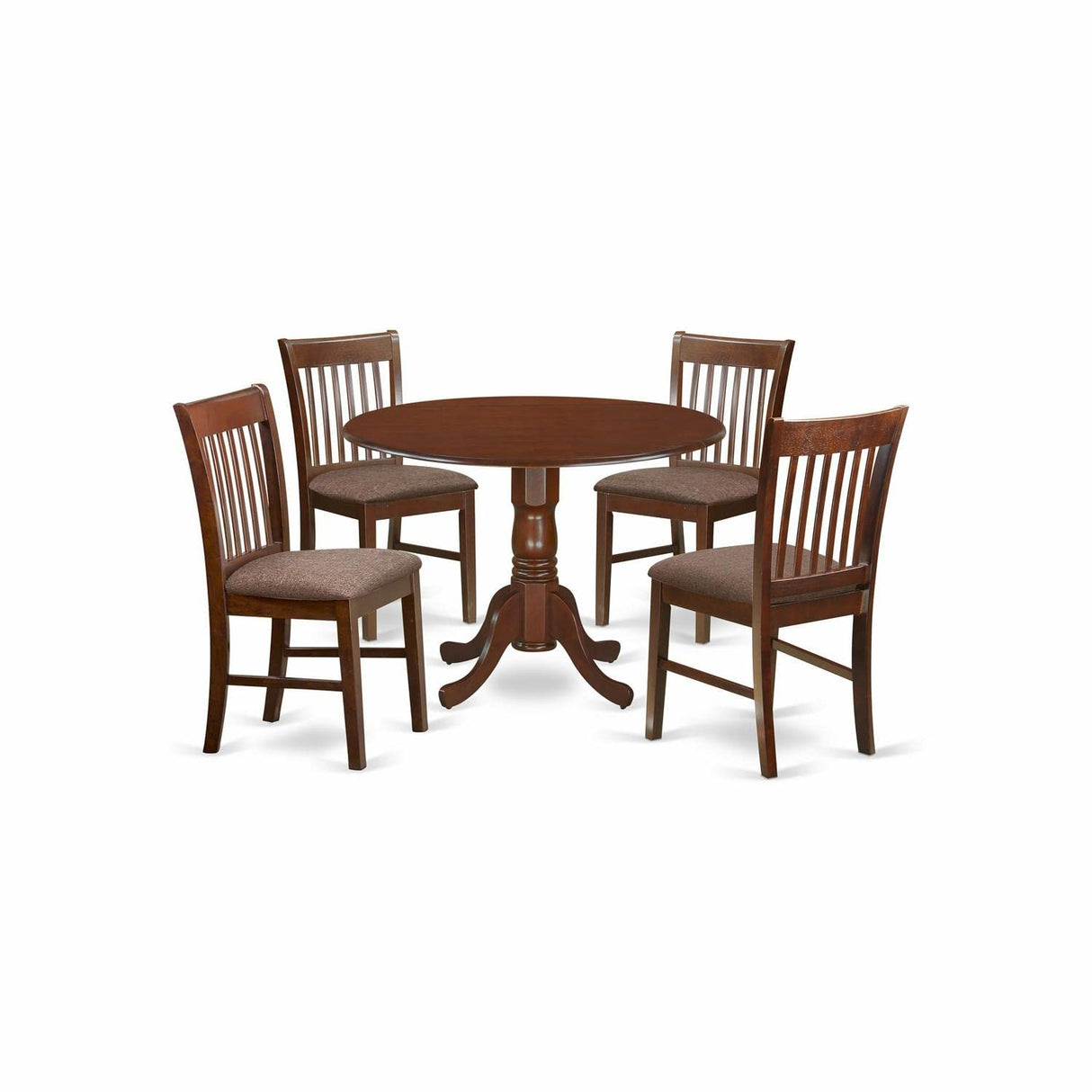 5 Piece Room Furniture Set Includes a Round Kitchen Table with Dropleaf and 4 Linen Fabric