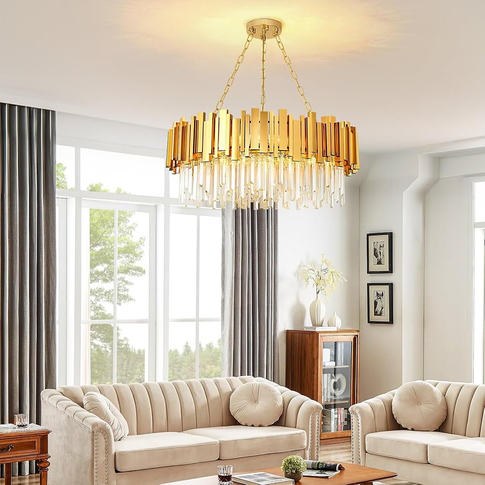 Crystal Chandeliers LED Adjustable Light Color Luxury Ceiling Pendant Lights Dining Room