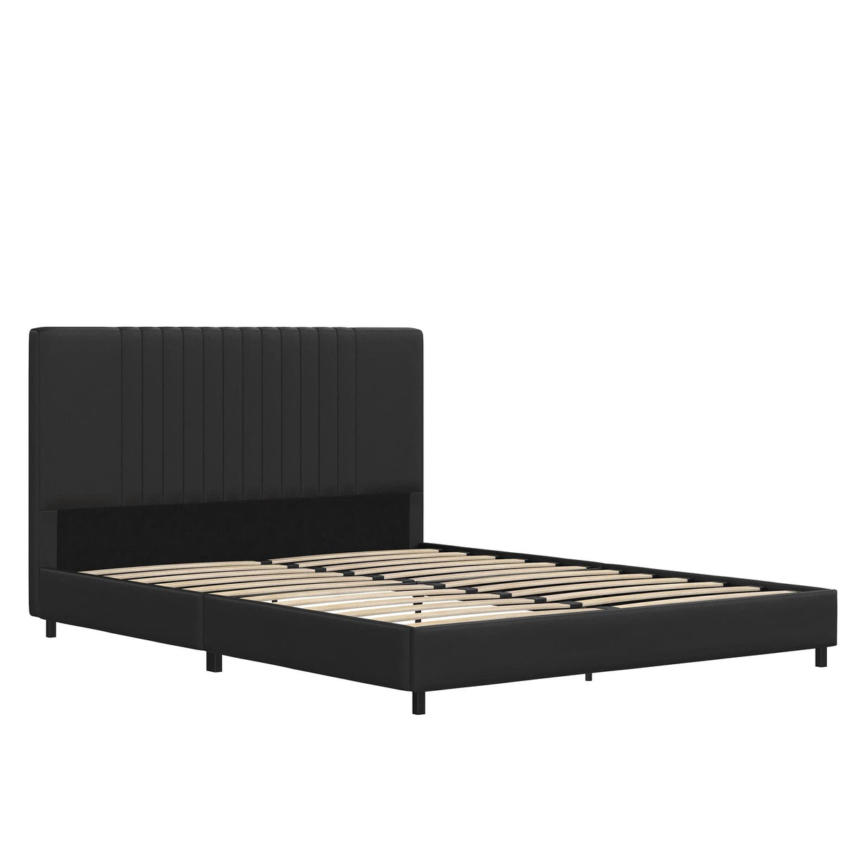 Rio Faux Leather Upholstered Platform Bed with Tufted Headboard
