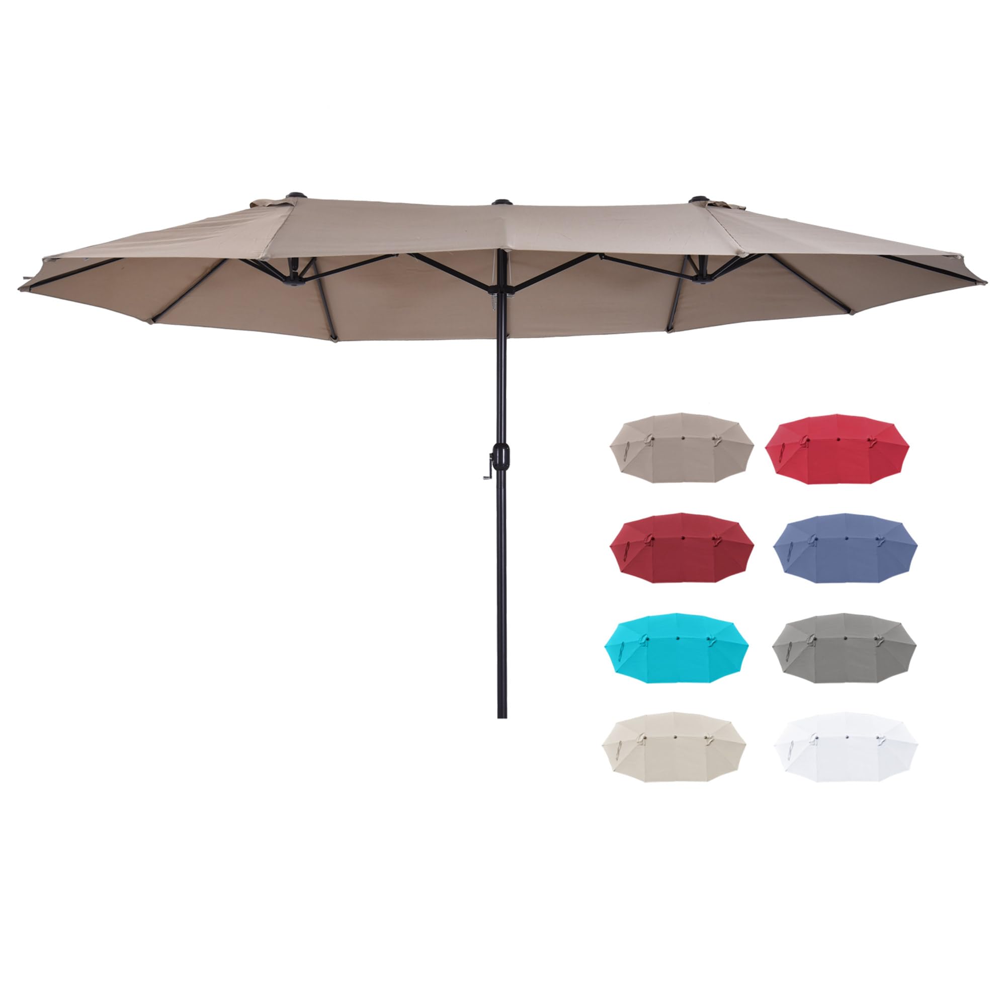 Extra Large 15ft Patio Umbrella, Double-Sided Outdoor Umbrella with Crank Handle and Air Vents for Backyard