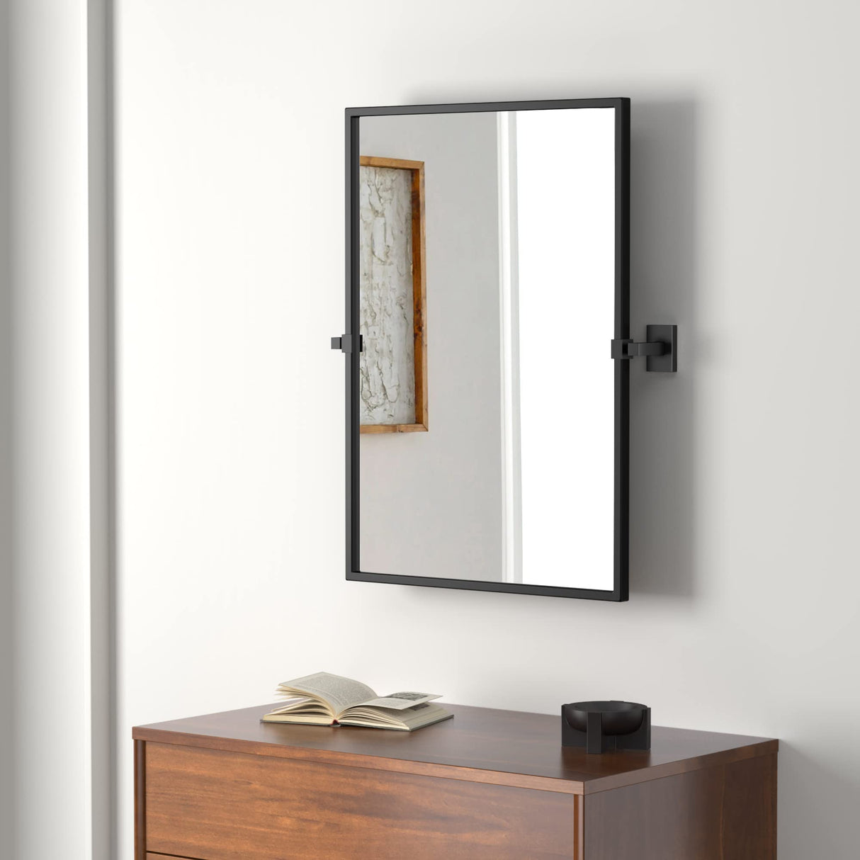 24x36 Inch Pivot Mirror Black Metal Frame Tilting Bathroom Mirrors for Over Sink