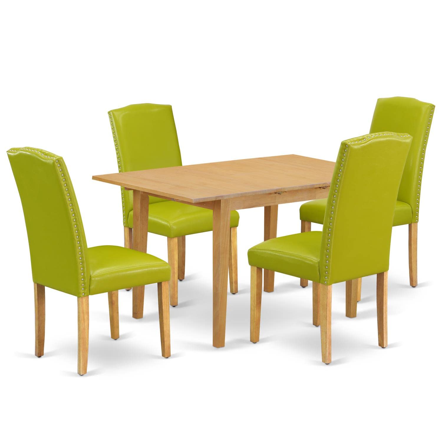 NOEN5-OAK-51 5 Piece Dinette Set Includes a Rectangle Dining Room Table with Butterfly