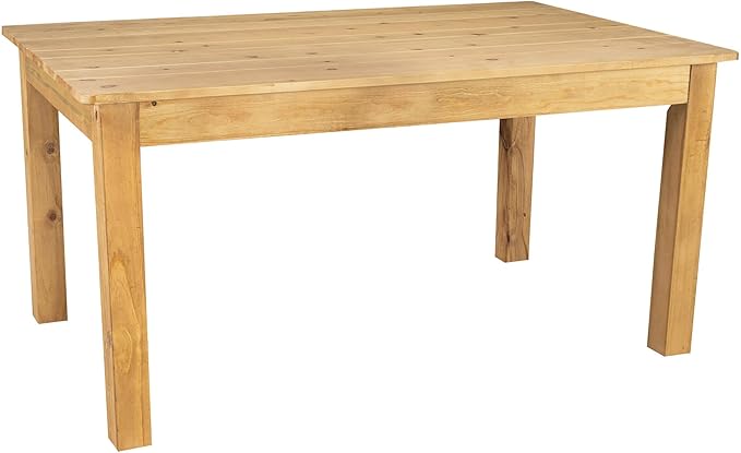 60" x 38" Rectangular Rustic Solid Pine Restaurant Table - Antique Farmhouse Dining Table