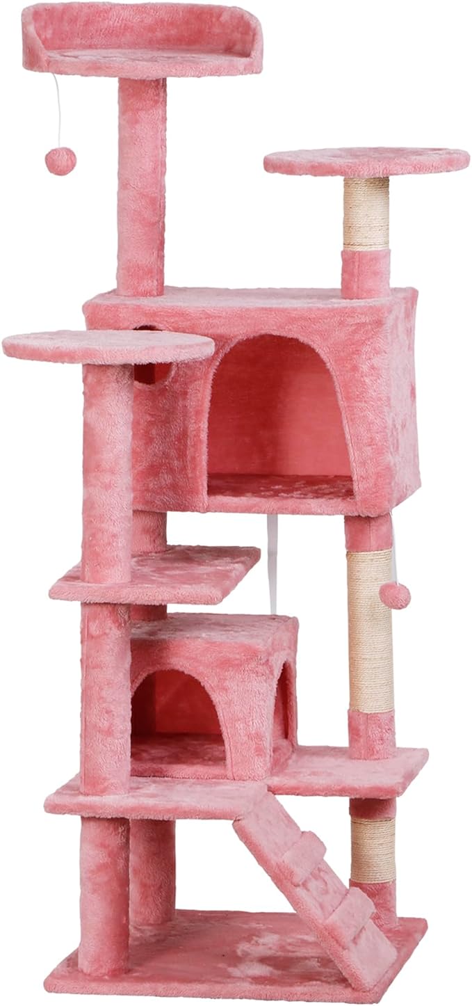 54 Inch Cat Tree, Indoor Cat Tower Condo, Multi-Level Cat House