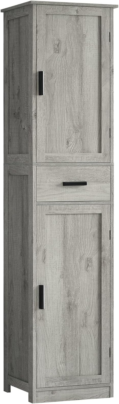 67“ Tall Bathroom Cabinet, Storage Cabinet with 4 Shelves & 2 Doors, Narrow Storage