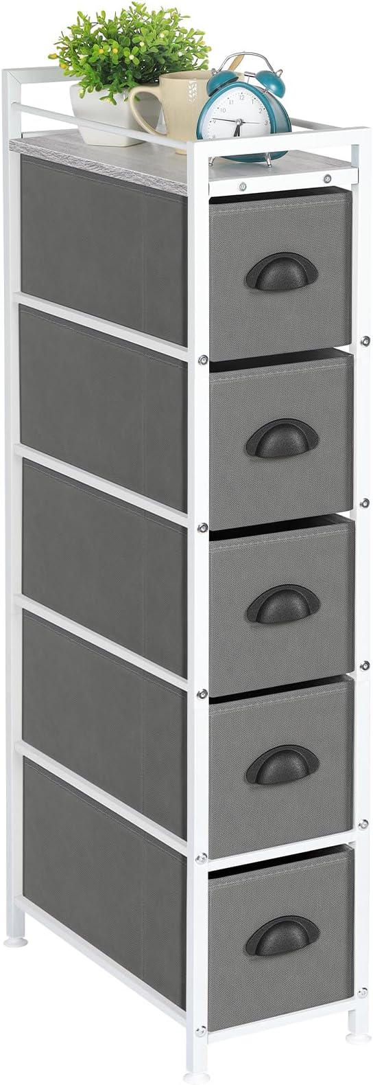 5 Drawers Narrow Dresser, Fabric Storage Cabinet