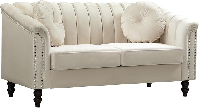 Sectional Sofa Set, Microfiber Chesterfield Upholstered Sofas Loveseat