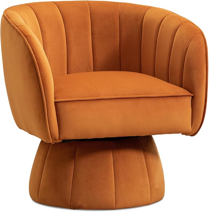 Swivel Accent Chair, Upholstered Fabric Barrel Chair Boucle Round Boucle Armchair