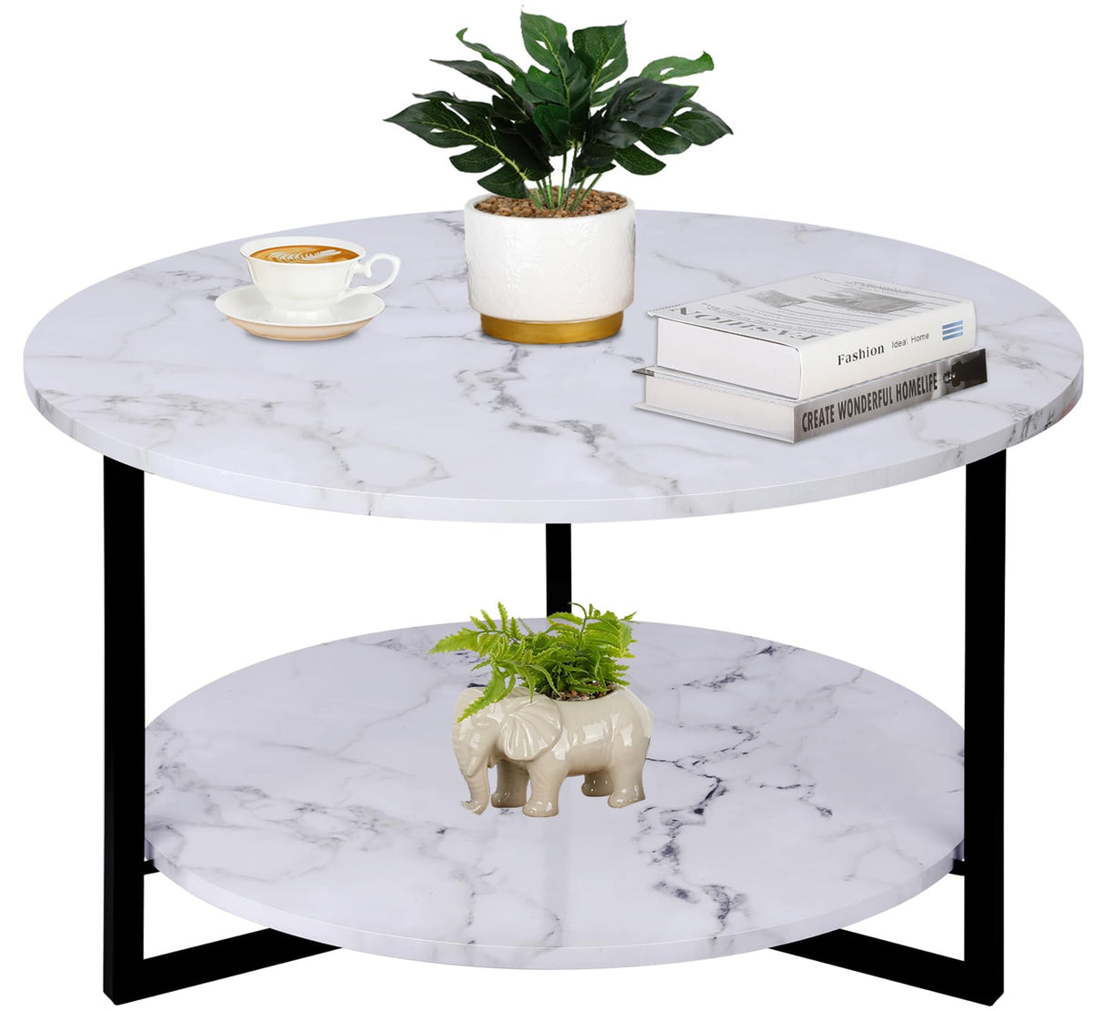 Modern Coffee Table,Faux Marble Tables for Living Room