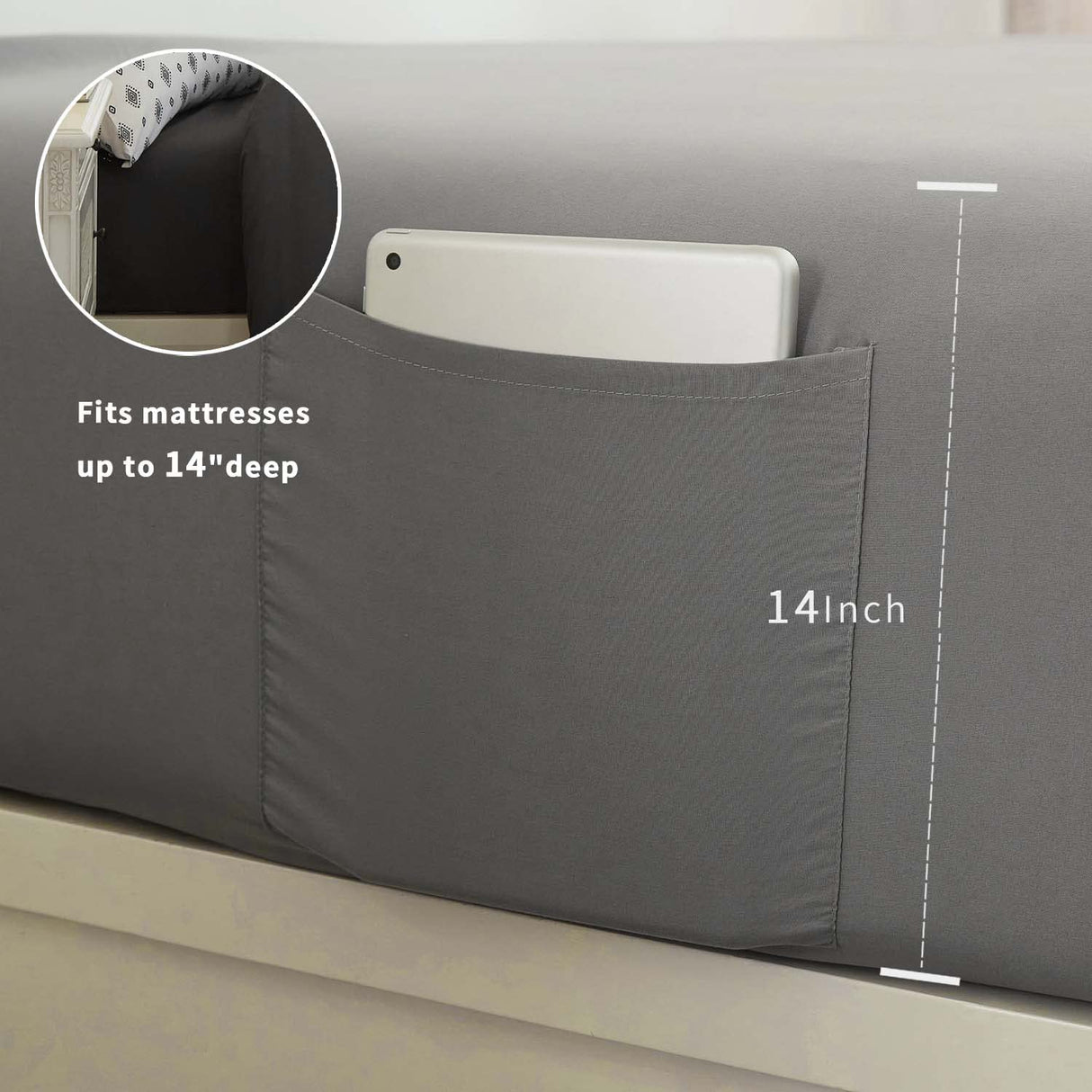 Queen Comforter Set, Boho Bed in a Bag 7PCS, Grey Reversible Aztec Pattern,