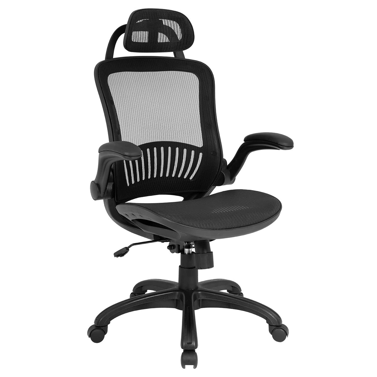 Desk Chair Computer Chair Ergonomic Rolling Swivel Mesh Chair Lumbar Support Headrest Flip-up Arms High Back Adjustable Chair for Women& Men,Black