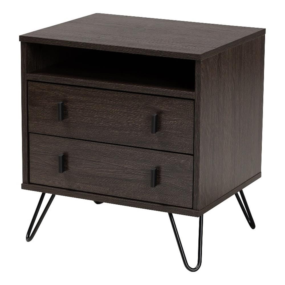 Rose Gold-Tone Finished Metal 2-Drawer Nightstand