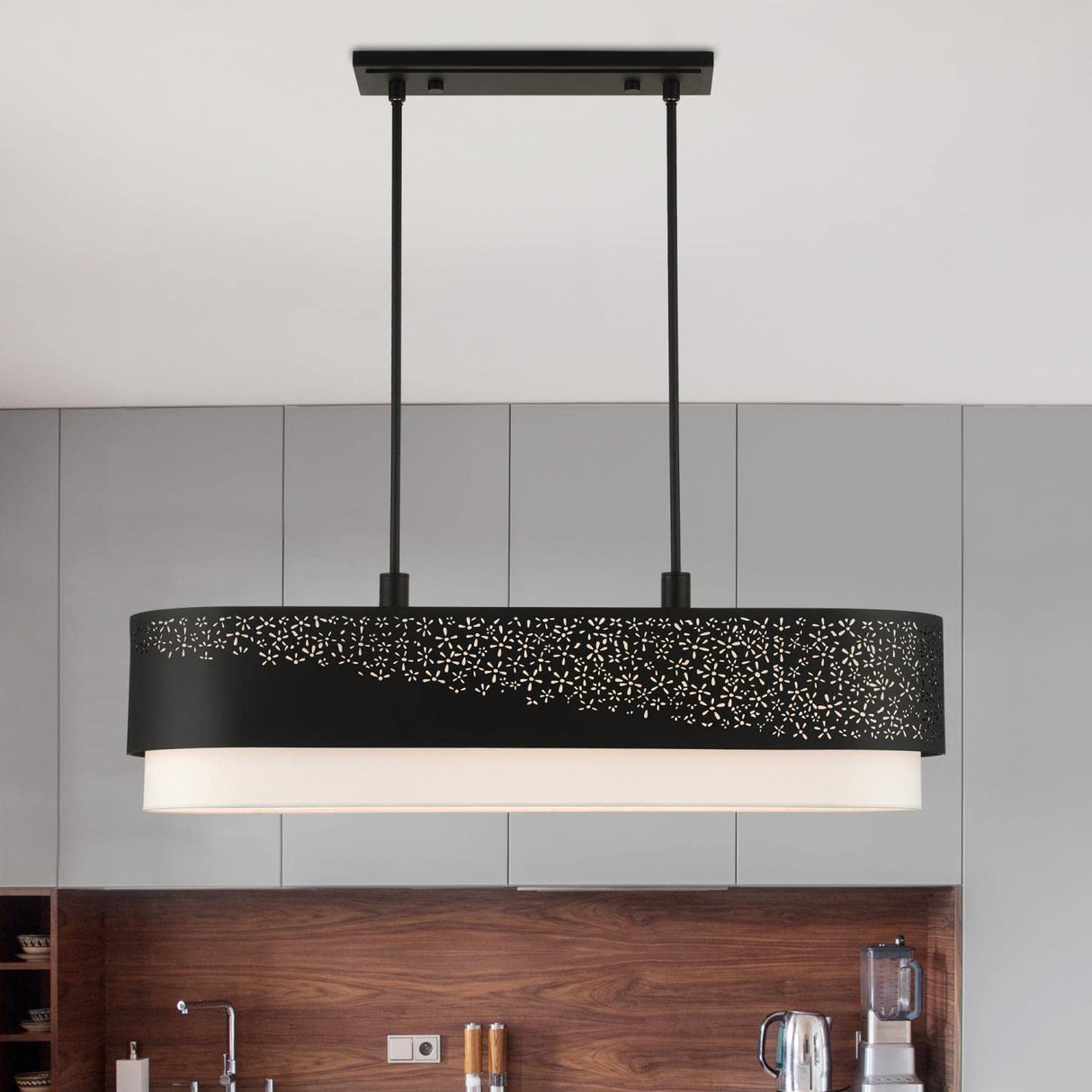 Lighting Noria 6 Light Black Linear Chandelier