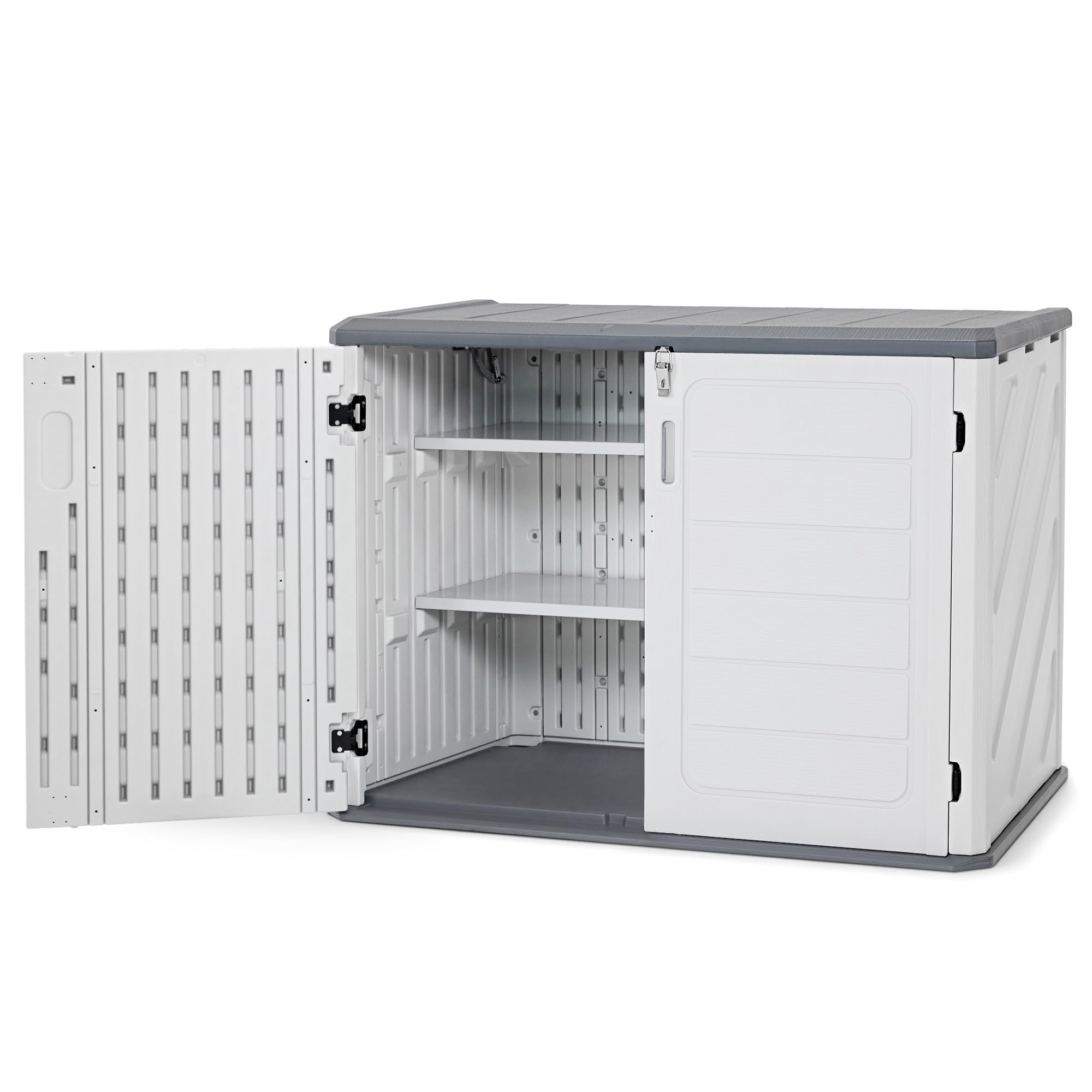 Small Plastic Storage Shed 4.3 x 2.5 ft, Waterproof Outdoor Storage Cabinet with Floor