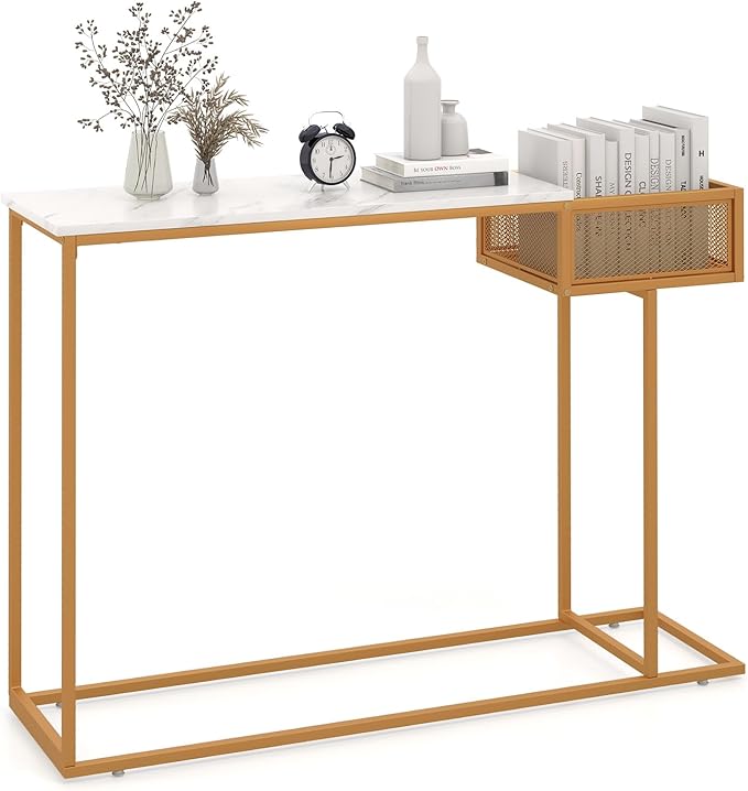 Console Table with 3 Drawers, Sofa Side Table with Shelf