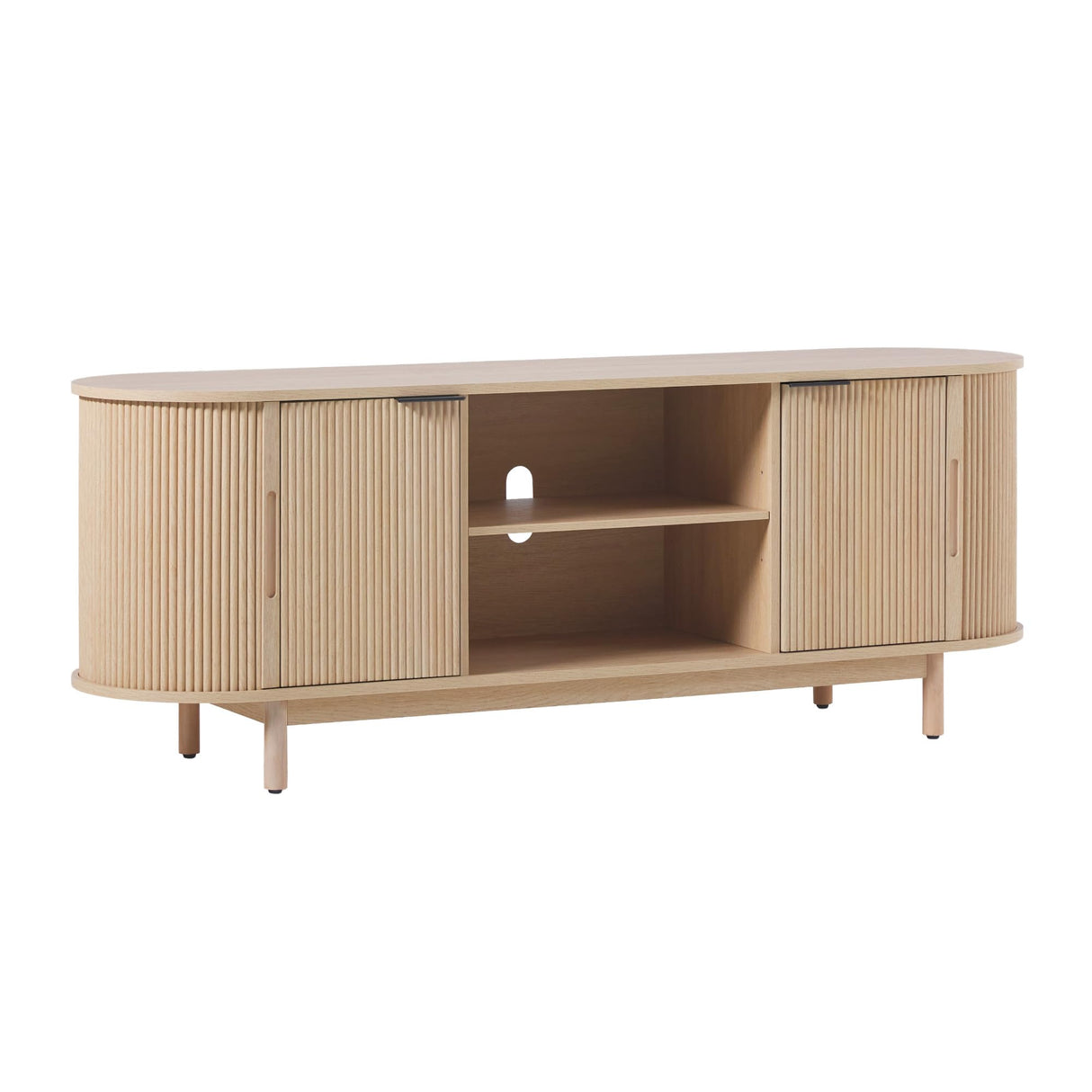 Modern Curved Reeded TV Stand for TVs up to 65 Inches
